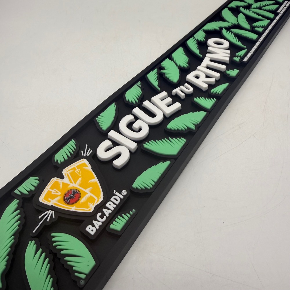 Bacardi Bar Mat Runner Sigue Tu Ritmo Black Green Tropical Rum Barware New - Picture 7 of 7